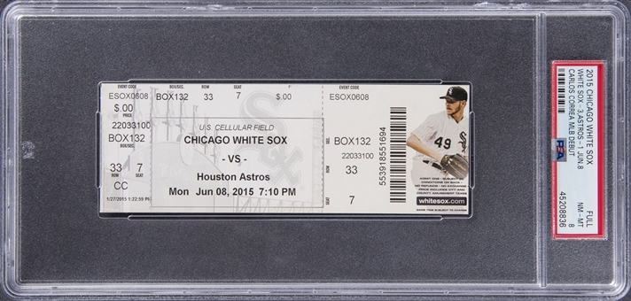 2015 Chicago White Sox/Houston Astros Full Ticket From Carlos Correas MLB Debut - PSA NM-MT 8